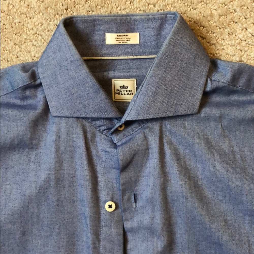 Peter Millar Blue Button Down, Medium - image 3